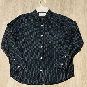 Old Navy boys button down dress shirt, size L 10/12, navy with white polka dot